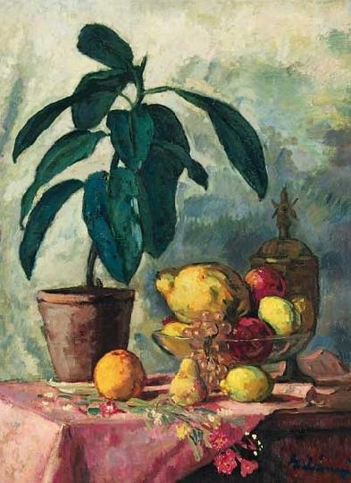 Belányi Viktor (1877-1955) Gyümölcsök fikusszal