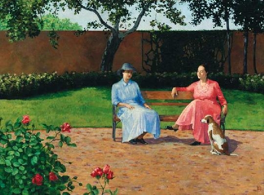 Litteczky Endre (1880-1953) Women chatting on the bench