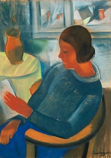 Schönberger Armand (1885-1974) Woman reading in front of a window, 1935