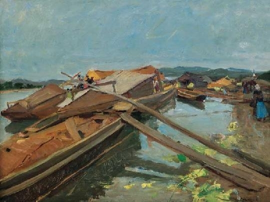 Fényes Adolf (1867-1945) The river Tisza at Szolnok