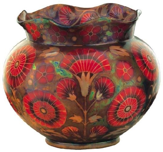 Zsolnay Szegfű motívummal díszített váza, Zsolnay, 1906 körül