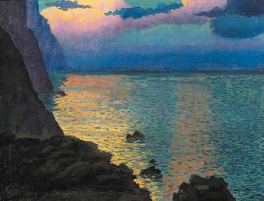 Joachim Ferenc (Csejtei) (1882-1964) Sunset in the bay