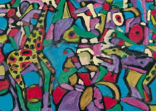 Németh Miklós (1934-2012) Colourful dream with a giraffe