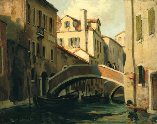 Edvi-Illés Aladár (1870-1958) Gondolas in Venice