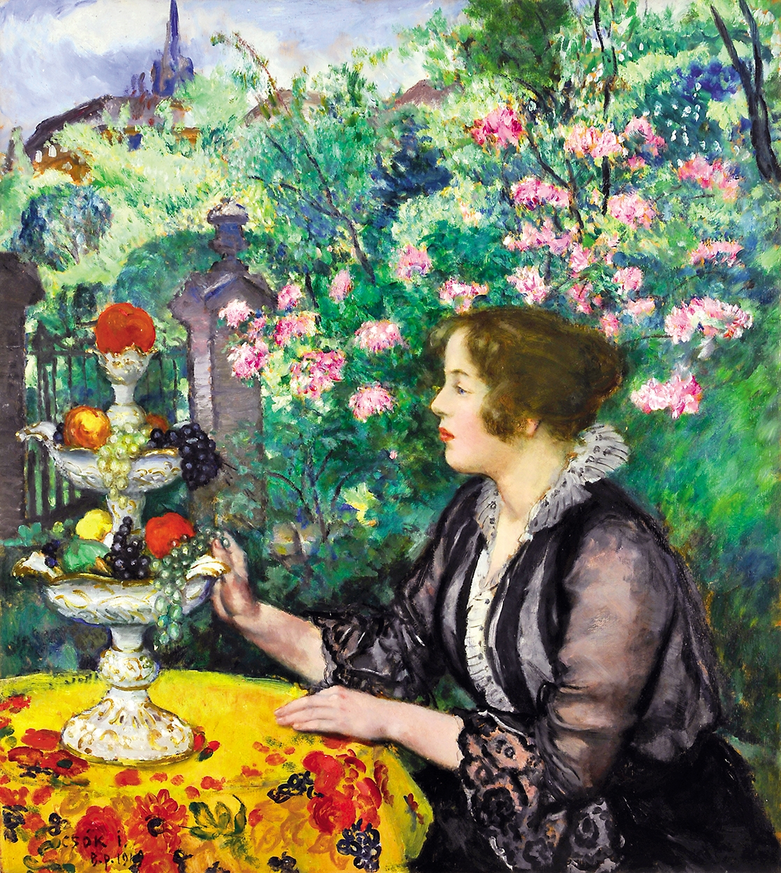 Csók István (1865-1961) Hölgy a kertben, 1919