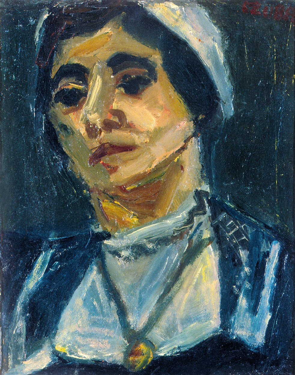 Czóbel Béla (1883-1976) Nő medállal (Isolde Daig arcképe), 1928