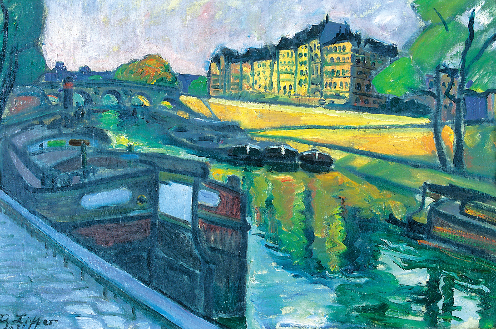 Ziffer Sándor (1880-1962) Riverbank of Seine, 1911