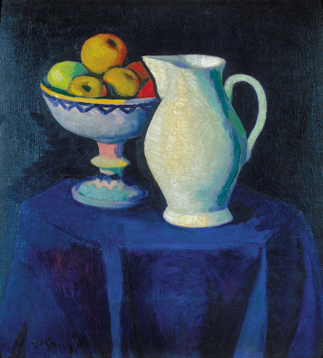 Czigány Dezső (1883-1938) Still-life (Still-life with Blue Tablecloth), around 1910