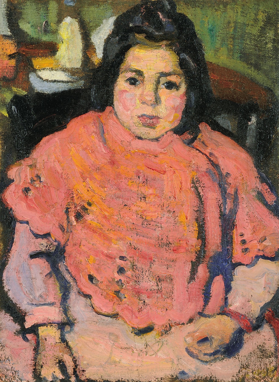 Czóbel Béla (1883-1976) Rózsaszín ruhás kislány, 1905 körül