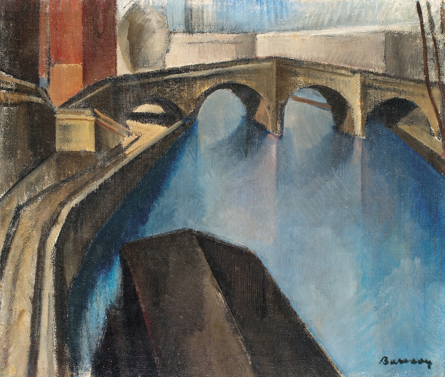 Barcsay Jenő (1900-1988) Bridge over the river Seine, 1926