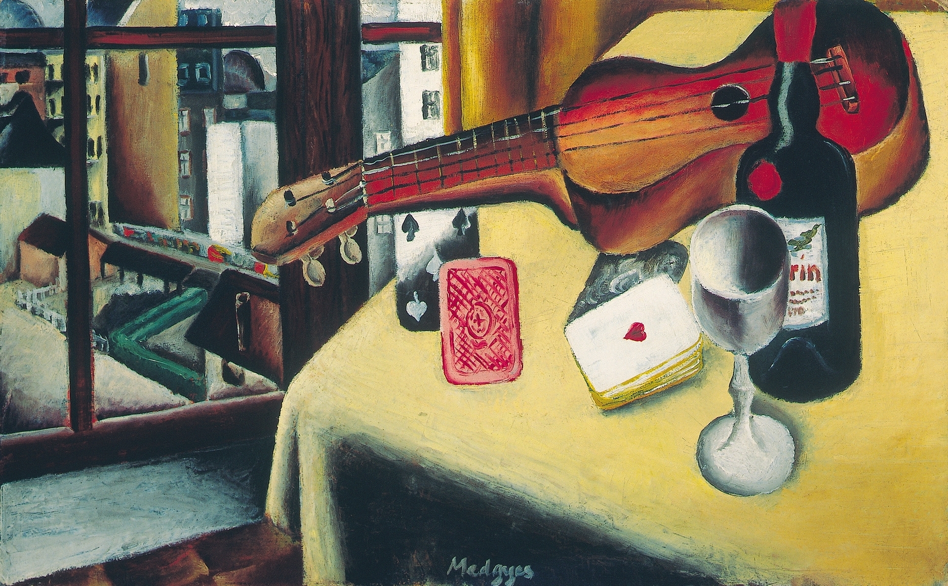 Medgyes László (1892-?) Still-life with Guitar, 1922