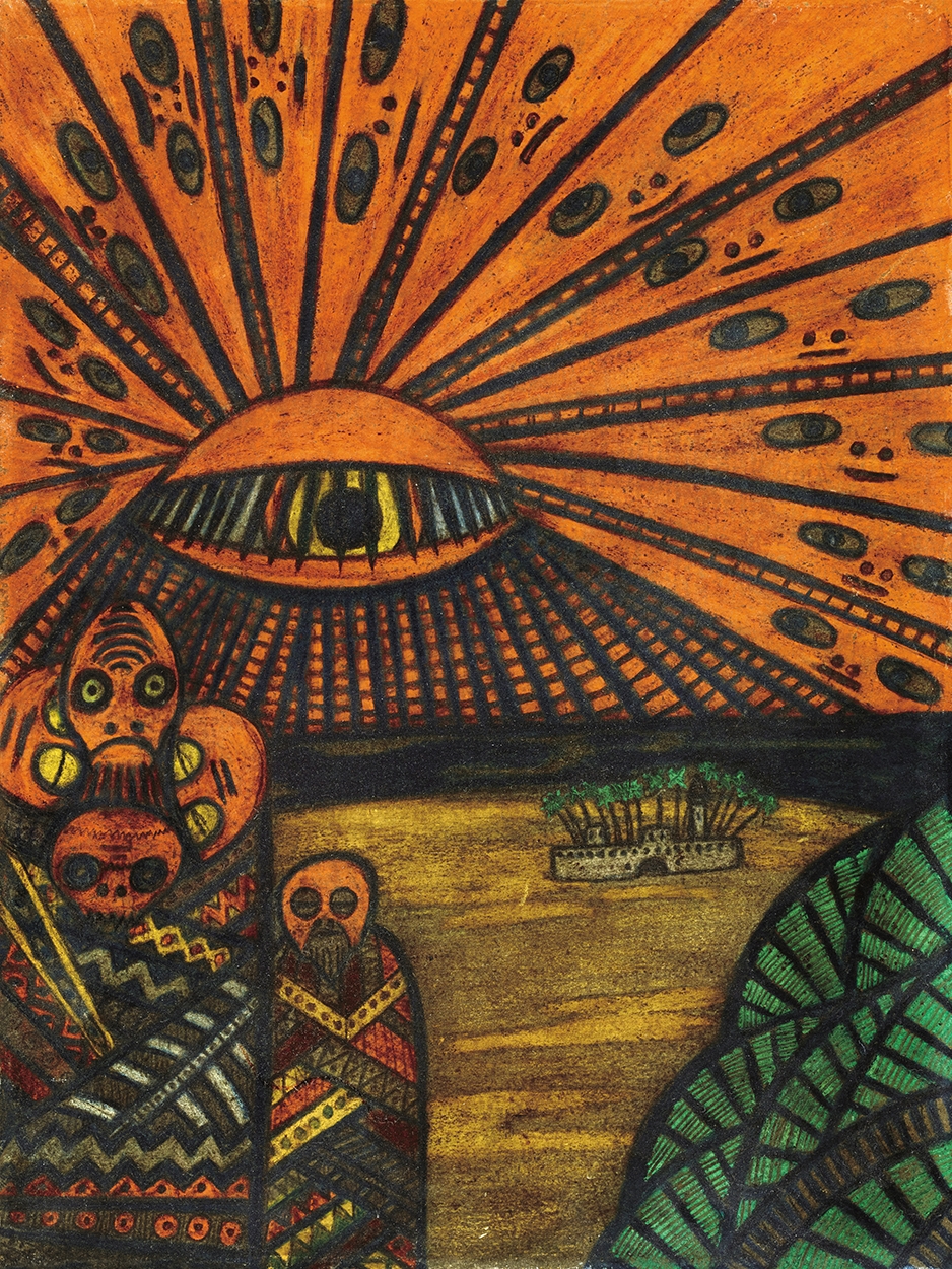 Mokry Mészáros Dezső (1881-1970) Sugárzó nap-szem egy idegen bolygón (Serie IV Mysterium), around 1916