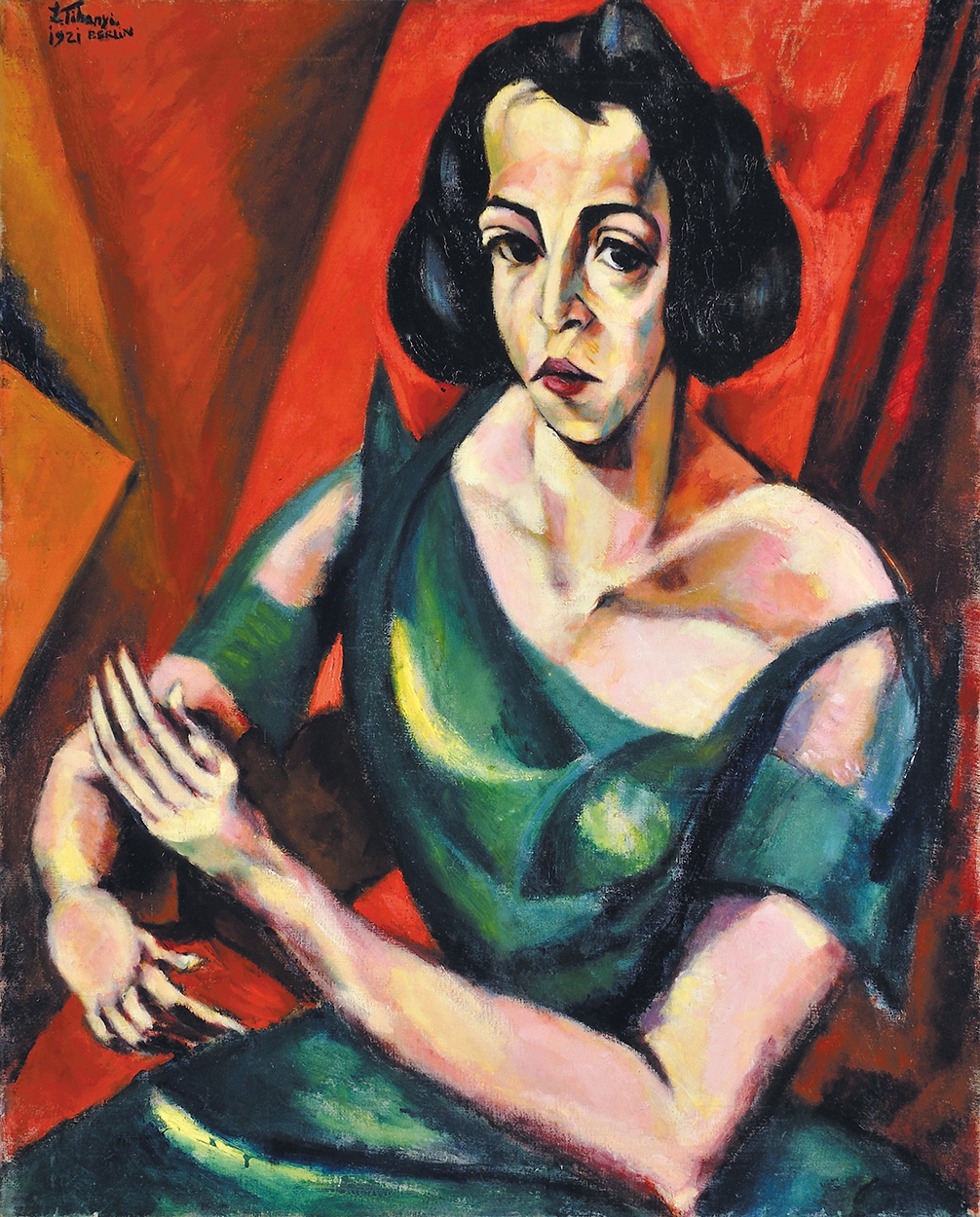 Tihanyi Lajos (1885-1938) Portrait of Ethy (Woman in Green Dress), 1921