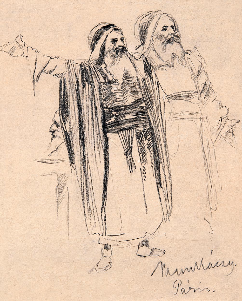 Munkácsy Mihály (1844-1900) Tanulmány a Krisztus Pilátus előtt című képhez (Kajafás)