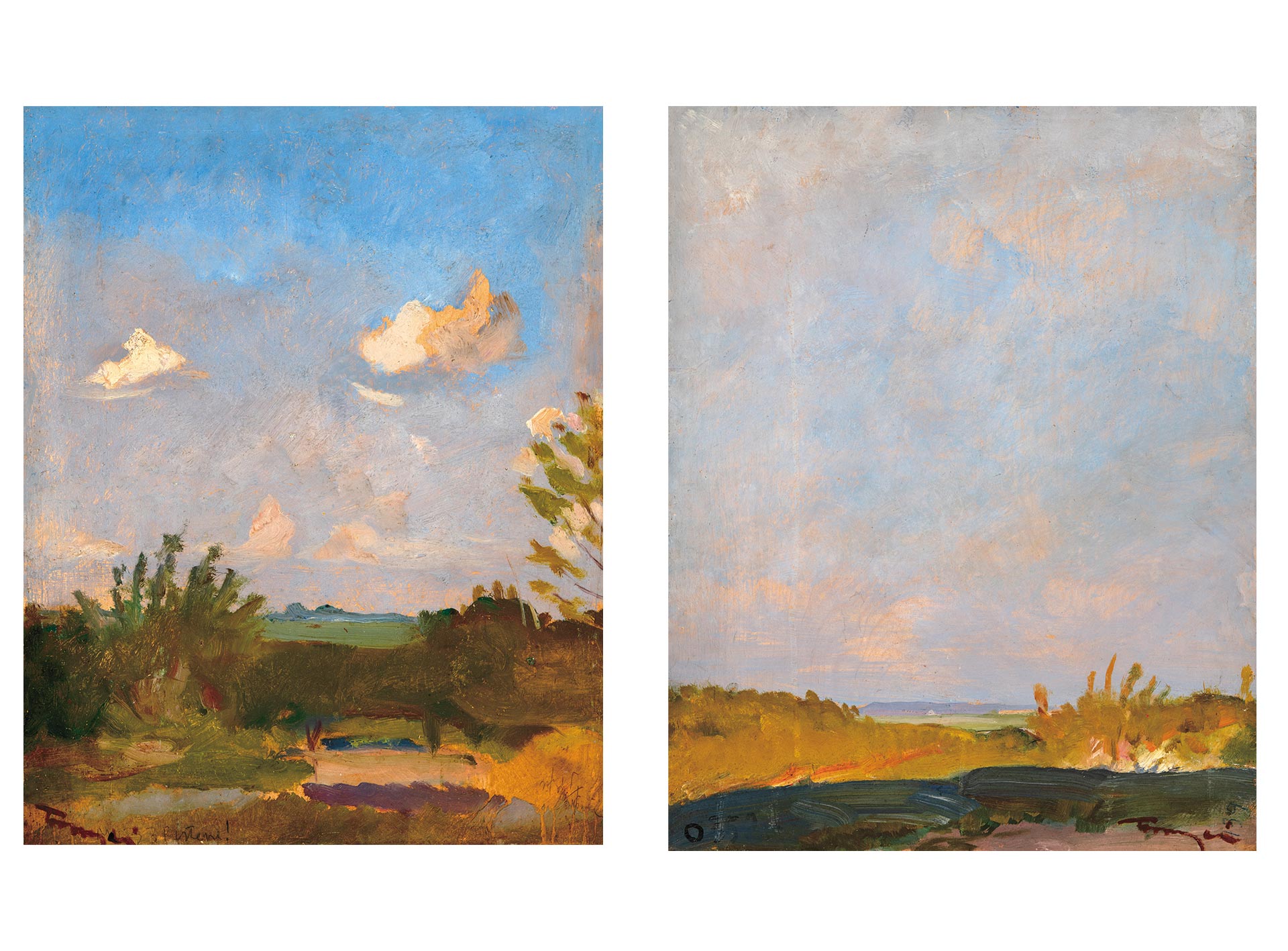 Tornyai János (1869-1936) Riverside Landscape, on the reverse:  Sun Glare at Summer