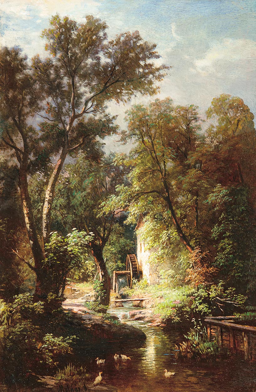 Molnár József (1821-1899) Landscape with Watermill