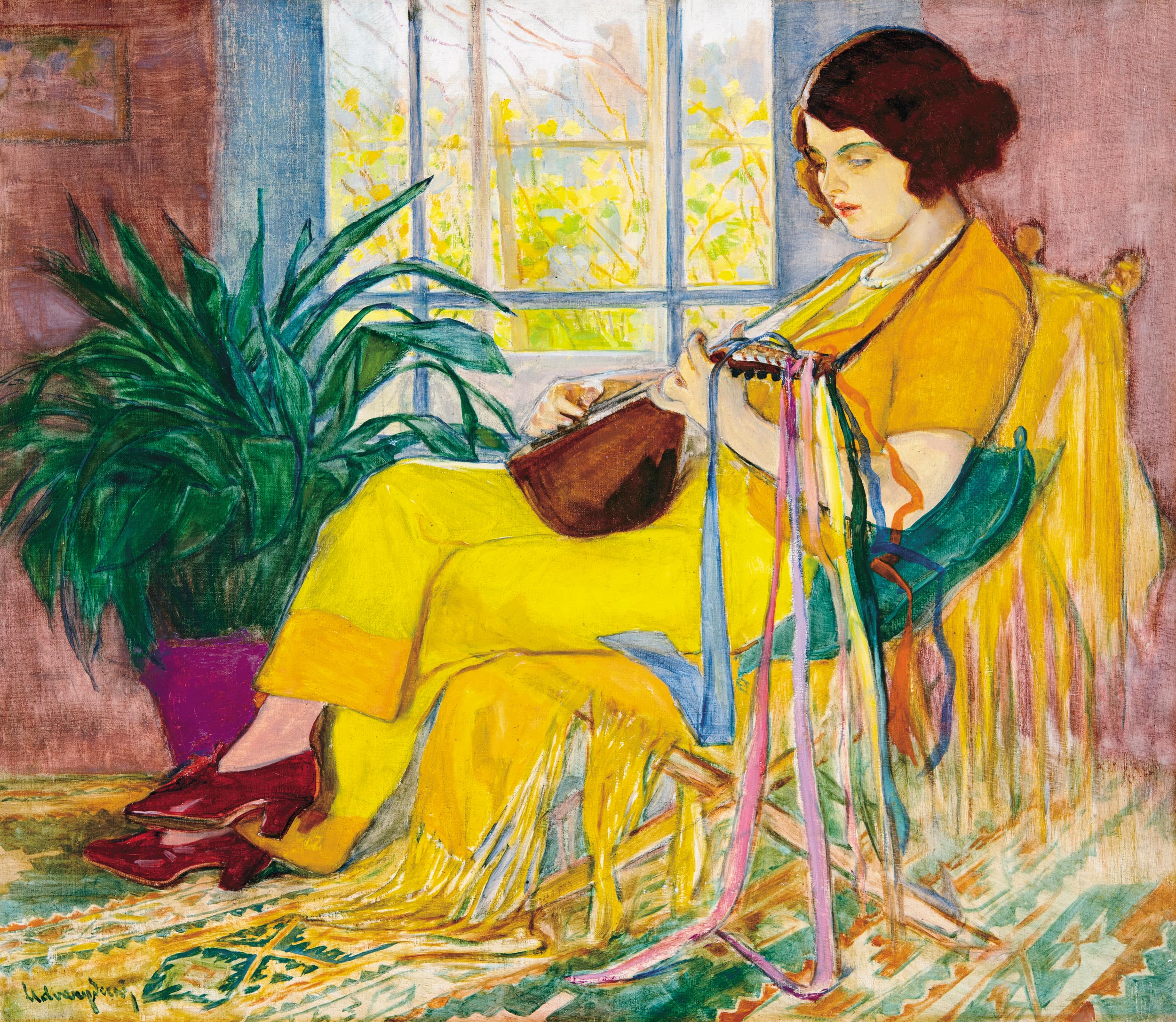 Udvary Dezső (1891-1975) Girl with Mandolin