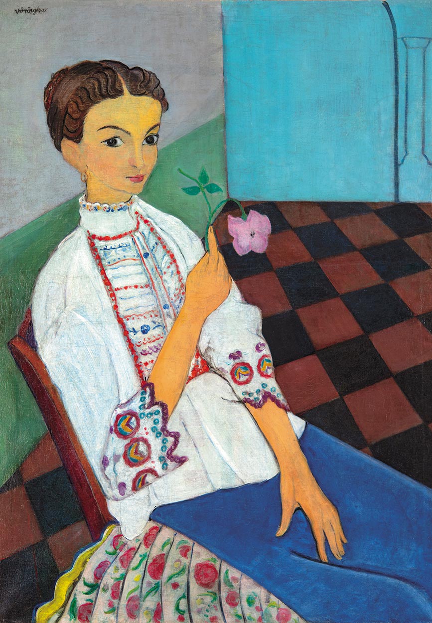 Vörös Géza (1897-1957) Lány virággal, 1920-as évek