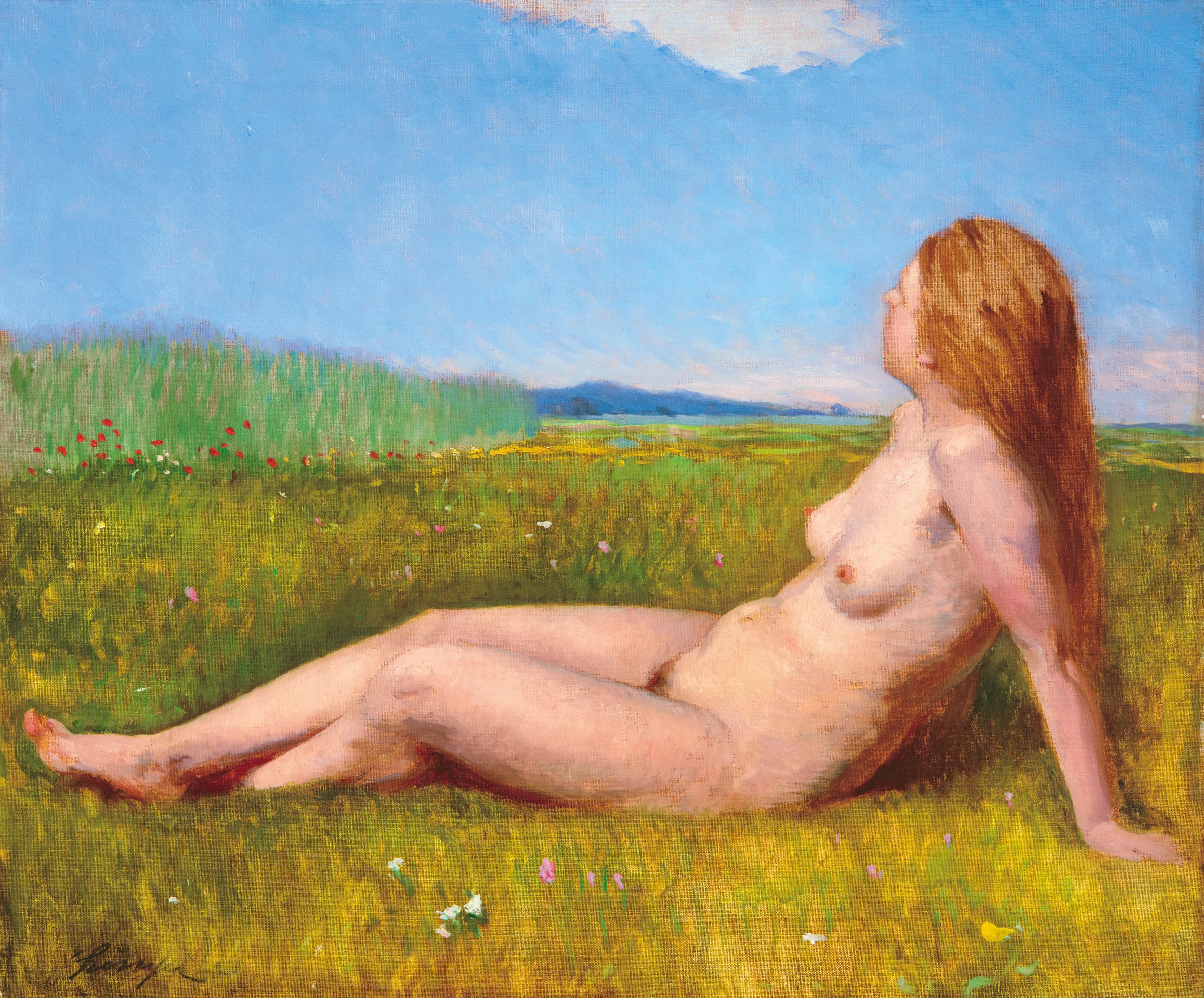 Szinyei Merse Pál (1845-1920) Nude for a Variant of Skylark, around 1900-1903