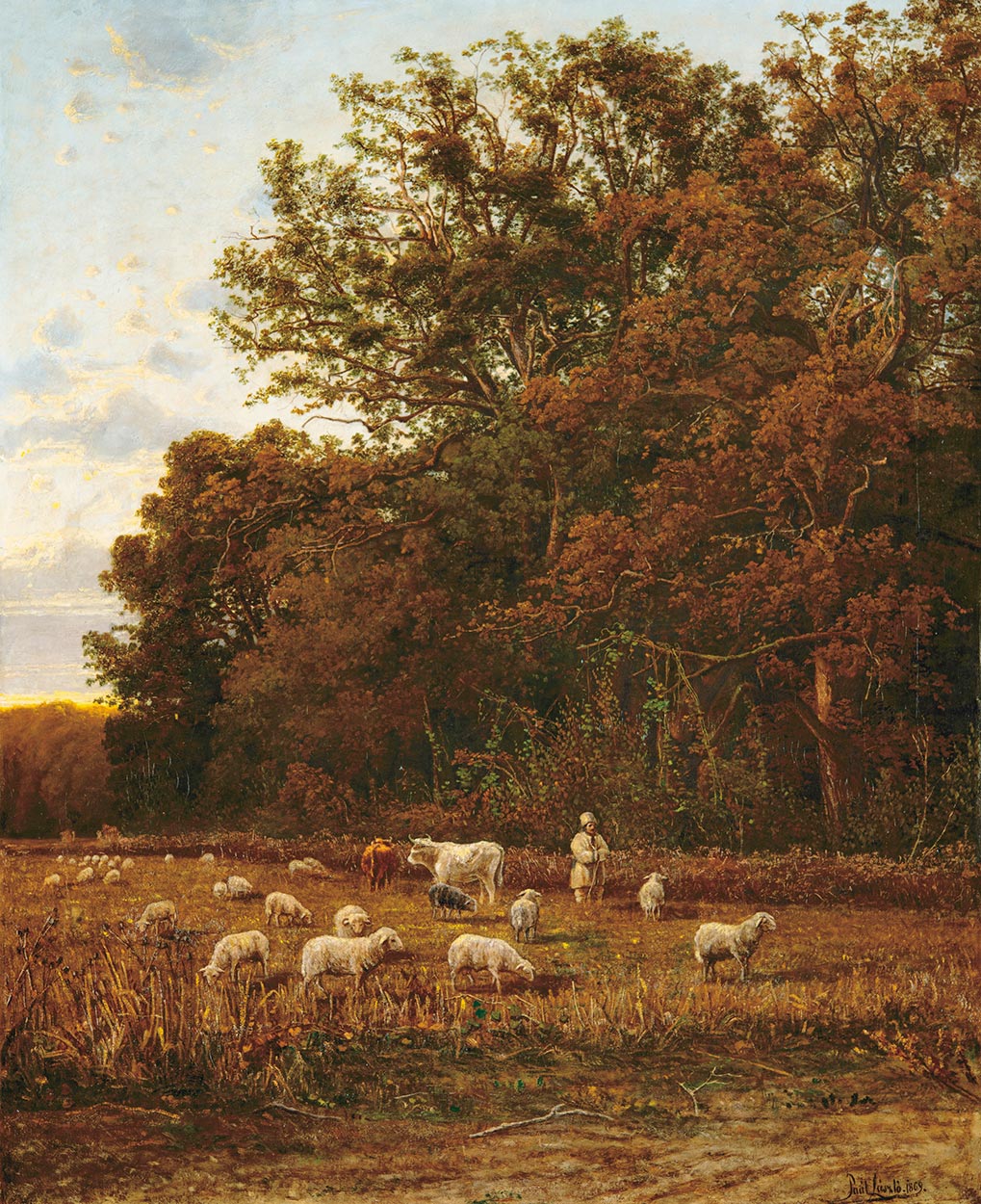 Paál László (1846-1879) Landscape with Sheep, Radvány, August 1869