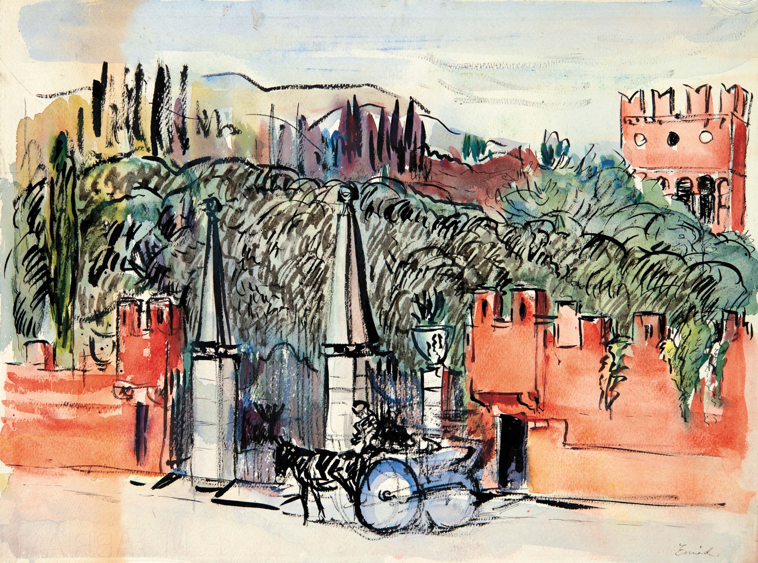 Emőd Aurél (1897-1958) Olasz város (Orvieto)