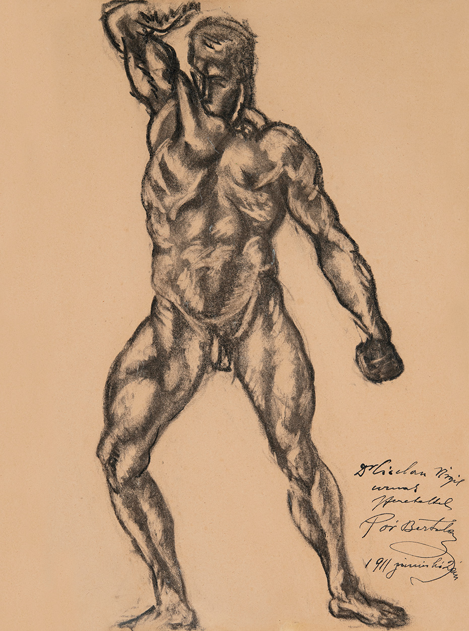 Pór Bertalan (1880-1964) Male Nude