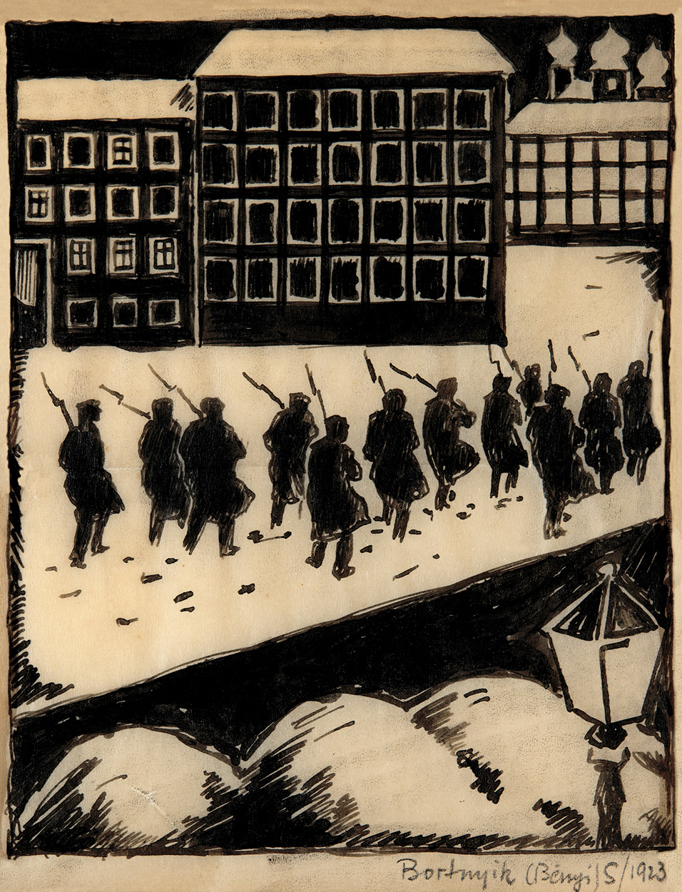 Bortnyik Sándor (1893-1976) A tizenkettő – Illusztráció Alekszandr Blok: A tizenkettő c. költeményéhez, Berlin, 1923