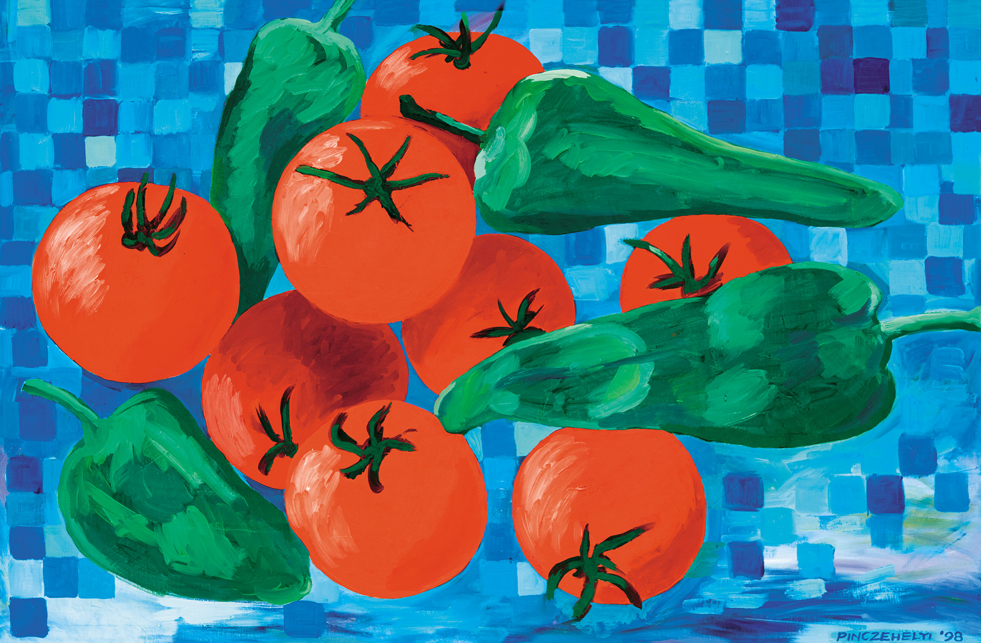 Pinczehelyi Sándor (1946) Red Tomato, Green Pepper, No White, 1998