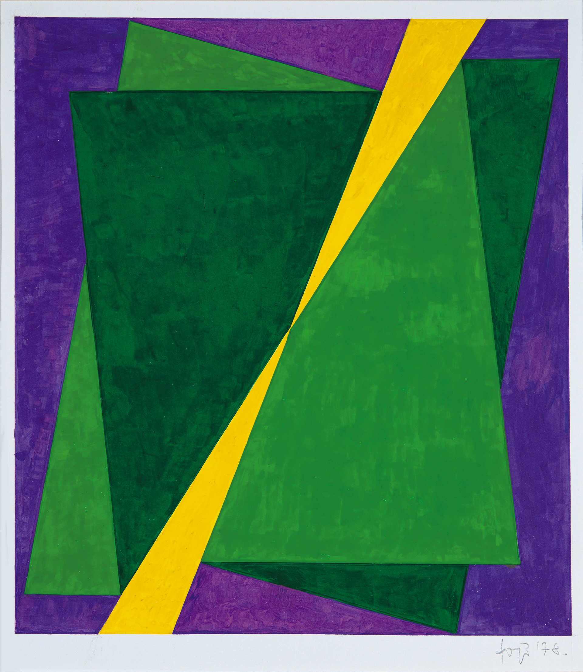 Fajó János (1937-2018) Zöld-sárga-lila kompozíció, 1978