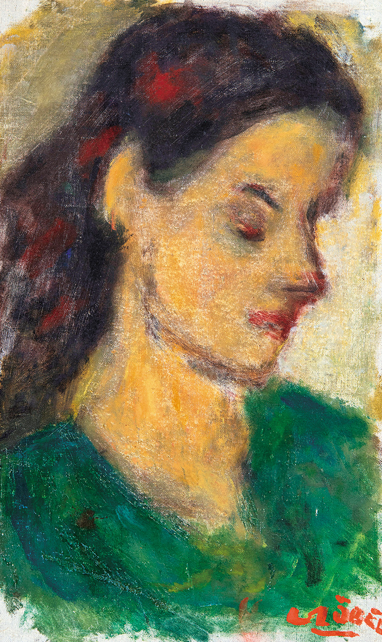 Czóbel Béla (1883-1976) Woman in a Green Dress, end of the 1960s