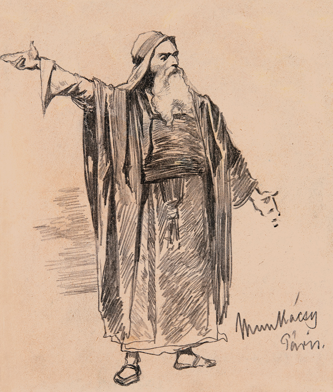 Munkácsy Mihály (1844-1900) Tanulmány a Krisztus Pilátus előtt című képhez (Kajafás)
