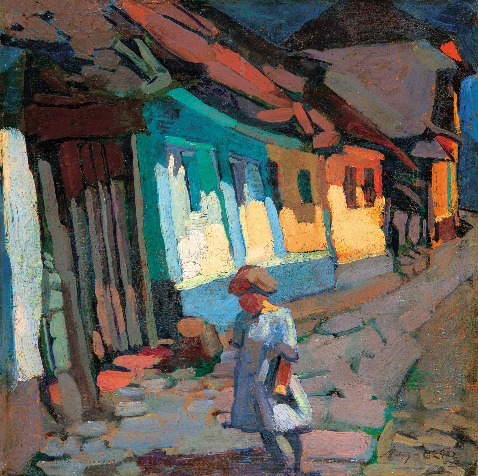 Nagy Oszkár (1883-1965) Utcarészlet kislánnyal, 1923