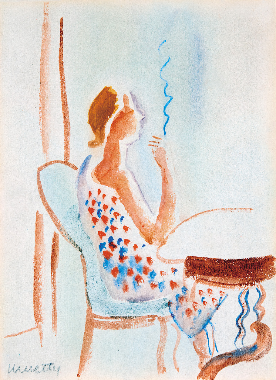 Kmetty János (1889-1975) Cigarettázó nő