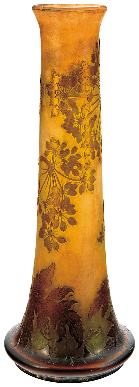 Gallé váza Váza, ombia (Allium hollandicum) – dekorral, Émile Gallé, 1900 körül