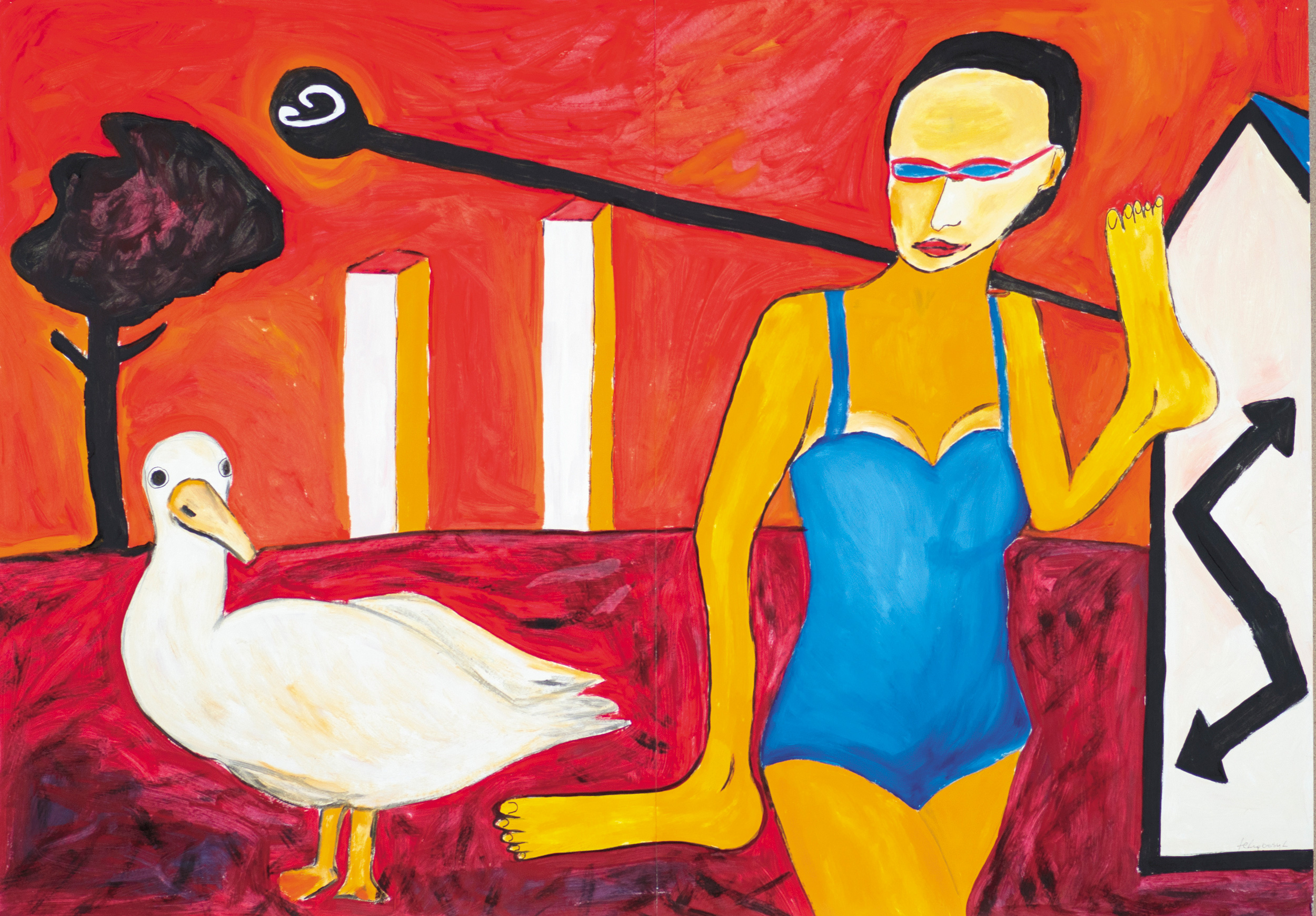 fe Lugossy László (1947- ) Woman with Goose, 1997