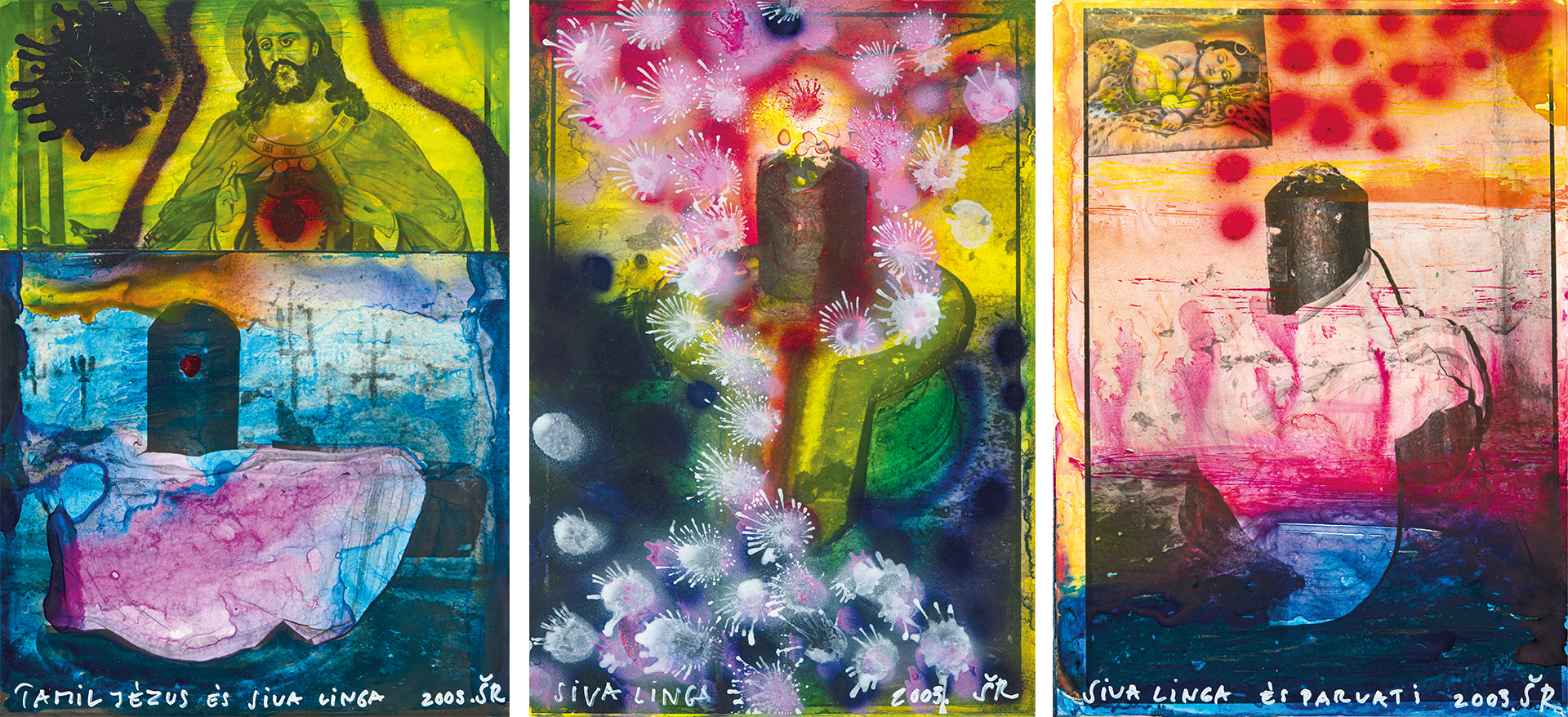 Swierkiewicz Róbert (1942-2019) Tamil Jesus and Shiva Linga, Shiva Linga, Shiva Linga and Parvati, 2003 - 3 artworks