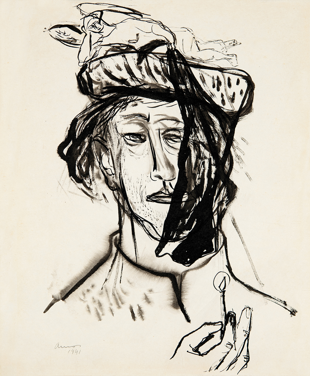 Ámos Imre (1907-1944) Self-portrait with Angel, 1941