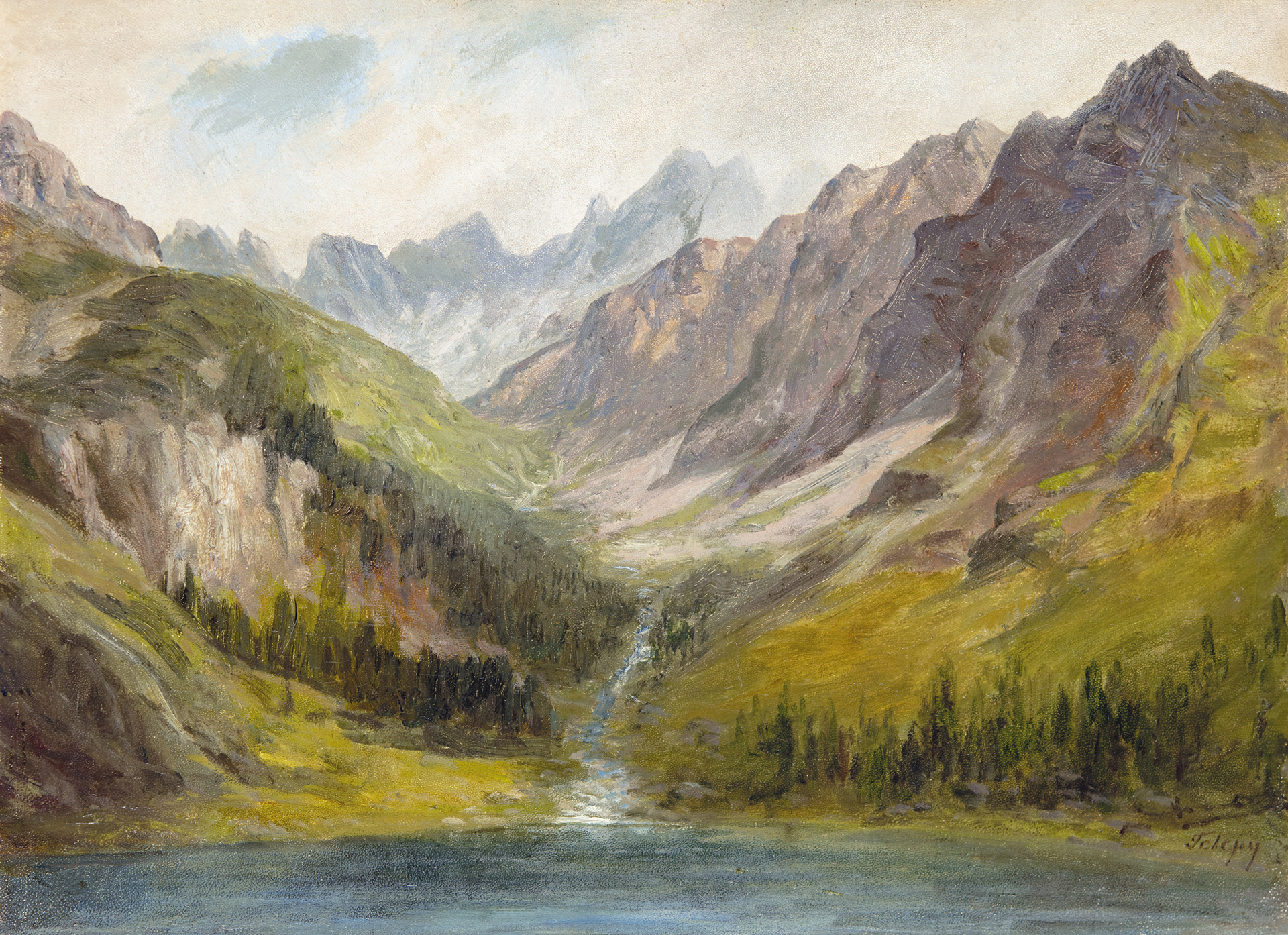 Telepy Károly (1828-1906) The Valley in Felka (High Tatras)
