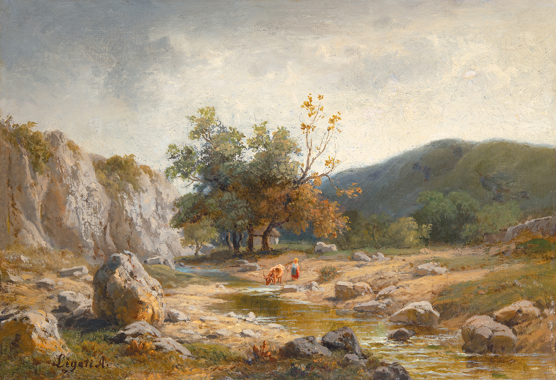 Ligeti Antal (1823-1890) Riverbank