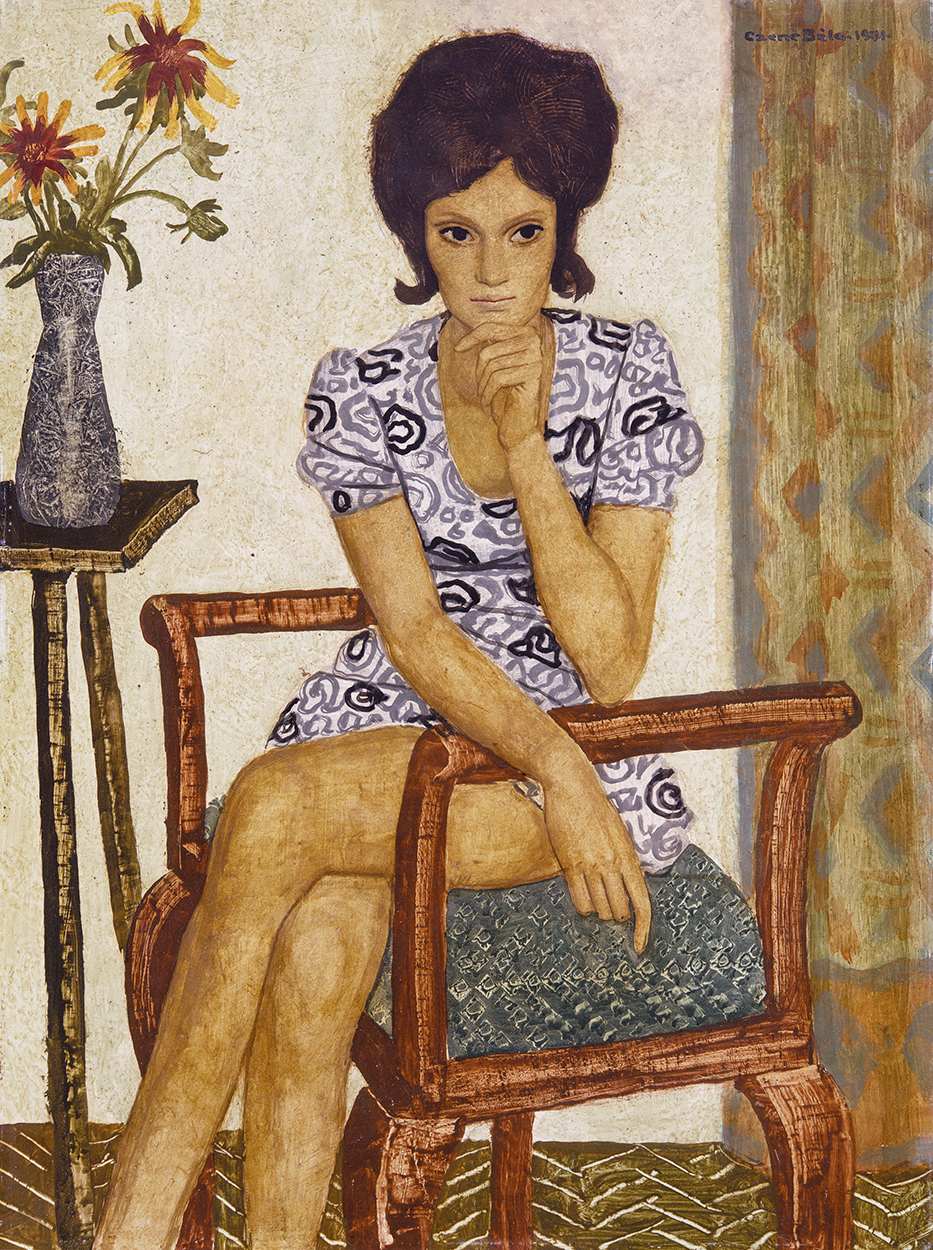 Czene Béla (1911-1999) Lány virággal, 1971