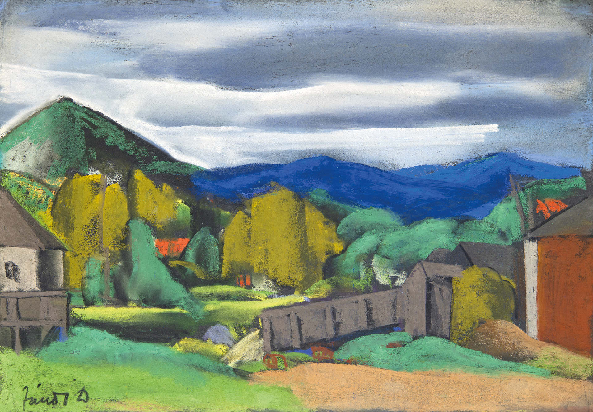 Jándi Dávid (1893-1944) Landscape of Nagybánya (Baia Mare)