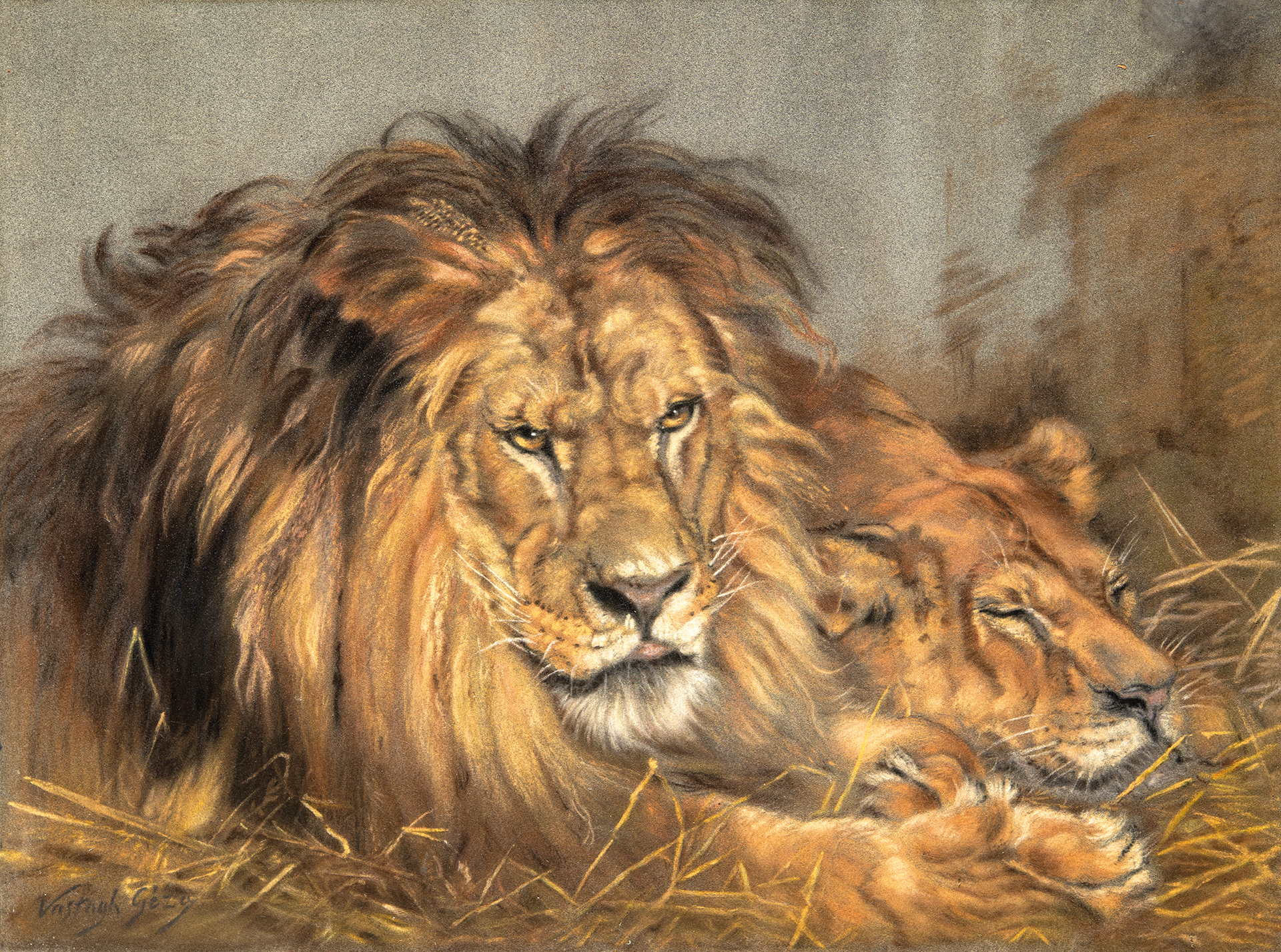 Vastagh Géza (1866-1919) Lions