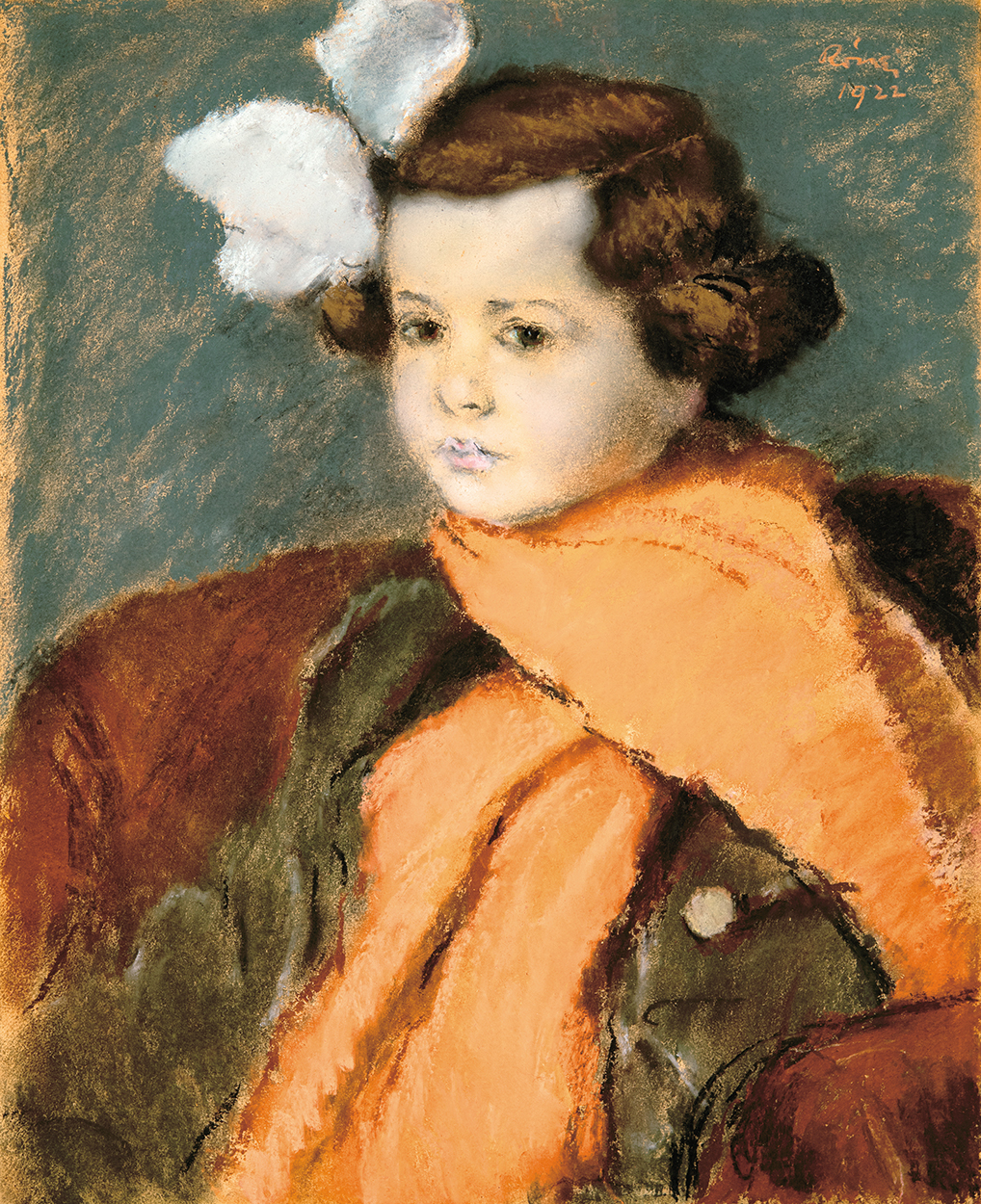 Rippl-Rónai József (1861-1927) Sári Holló - Portrait of a Girl with a Red Scarf, 1922