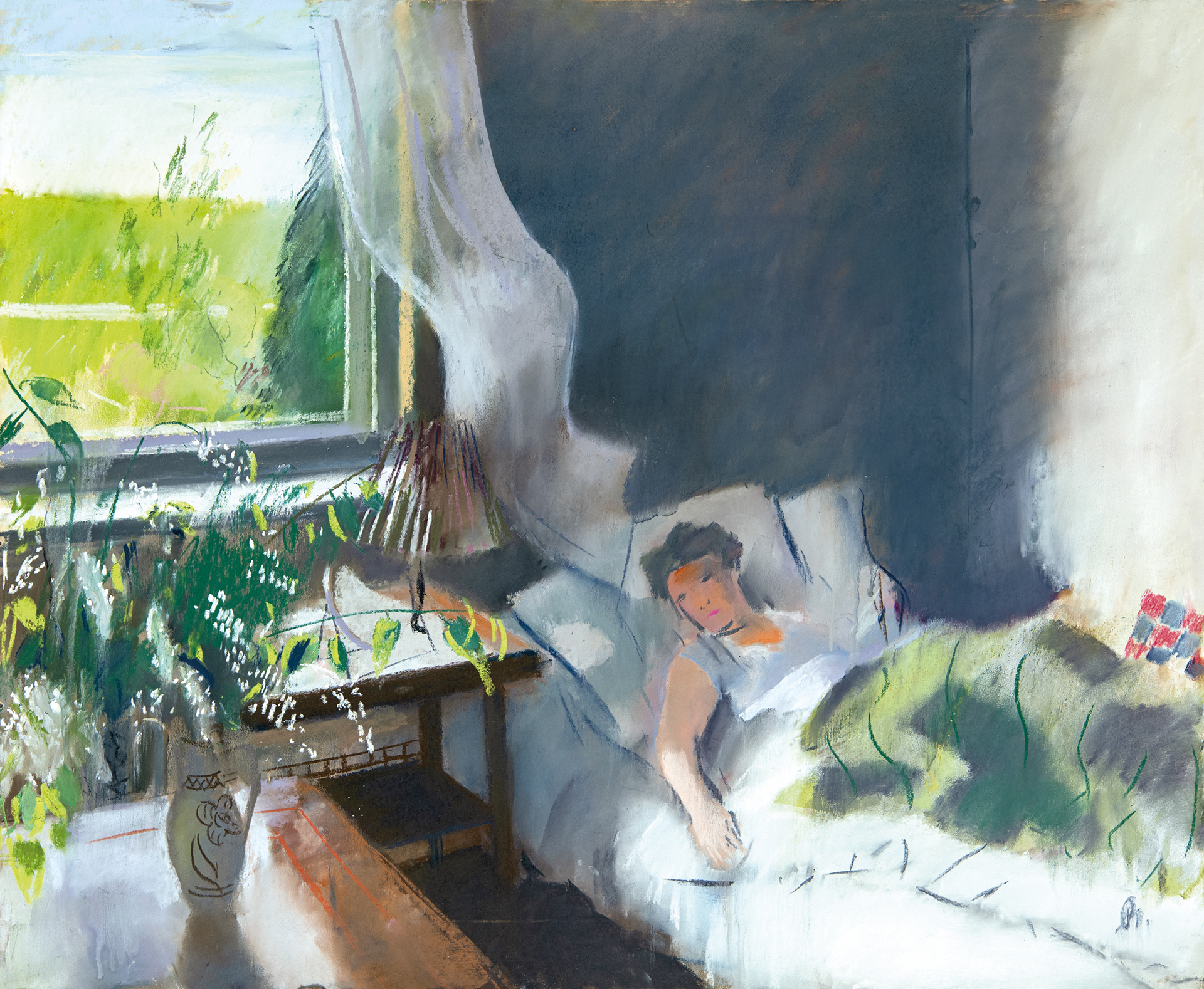 Bernáth Aurél (1895-1982) Alice ágyban Ábrahámban, 1956