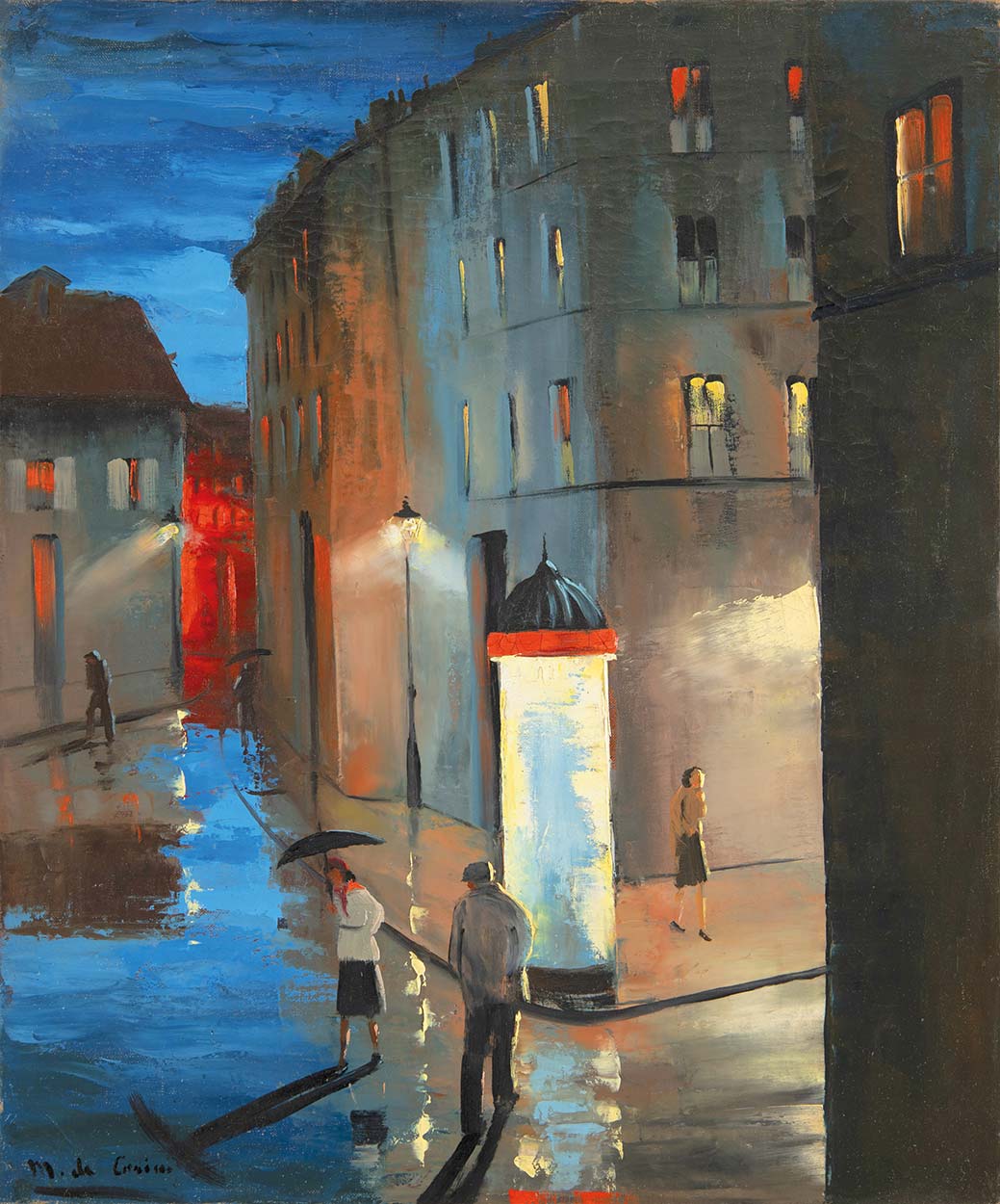 Corini Margit (1897-1982) Rainy Street Corner