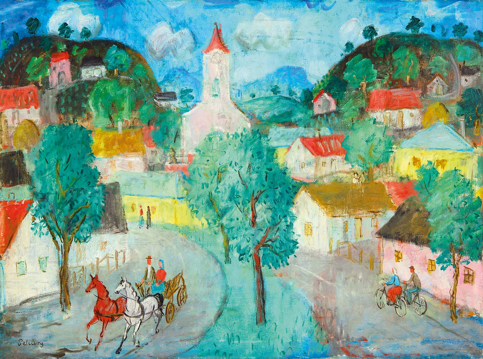 Pekáry István (1905-1981) Afternoon in a Small Town (Village), 1960s
