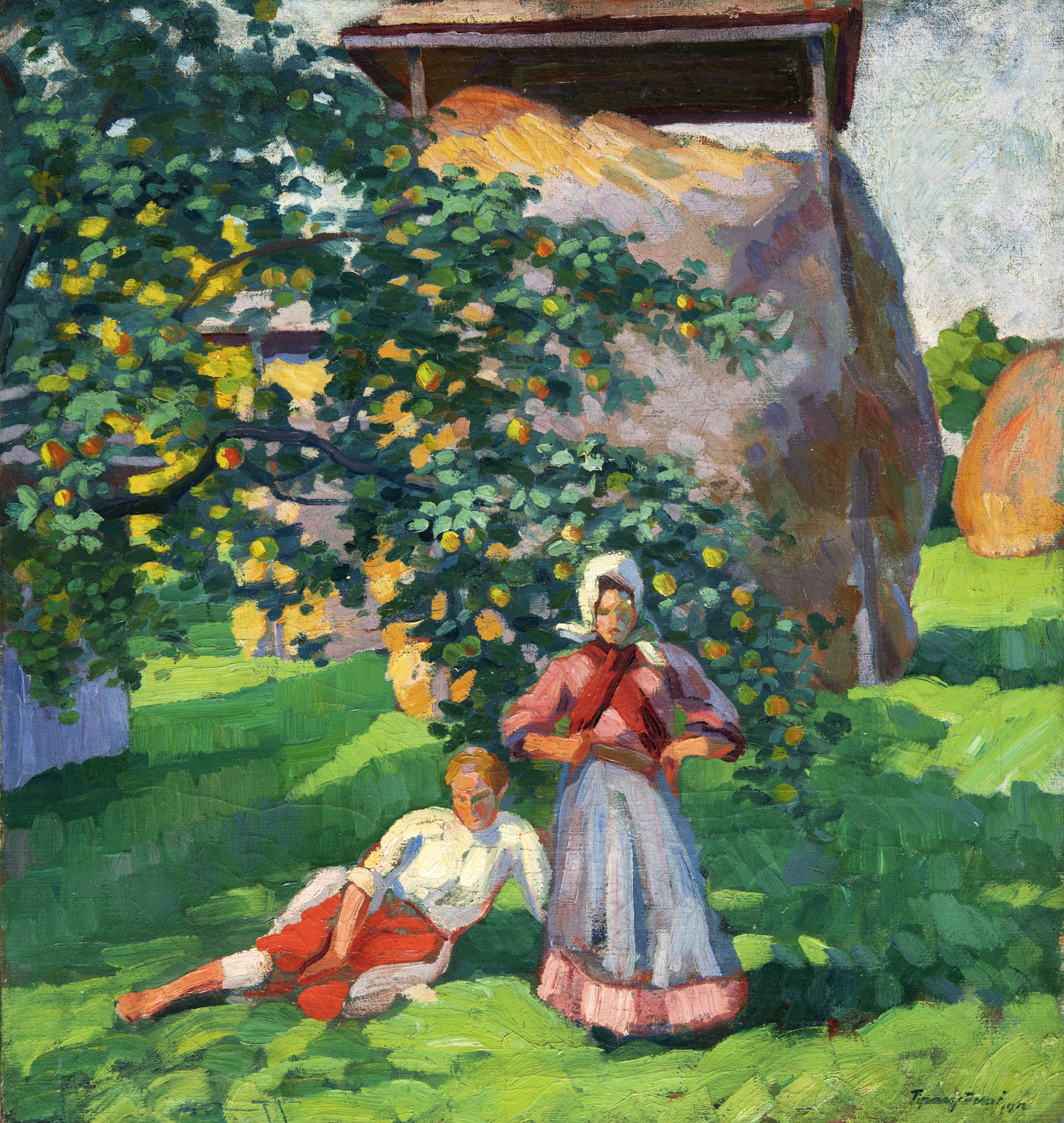 Tipary Dezső (1887-1964) Apple Harvest, Baia Mare, 1912