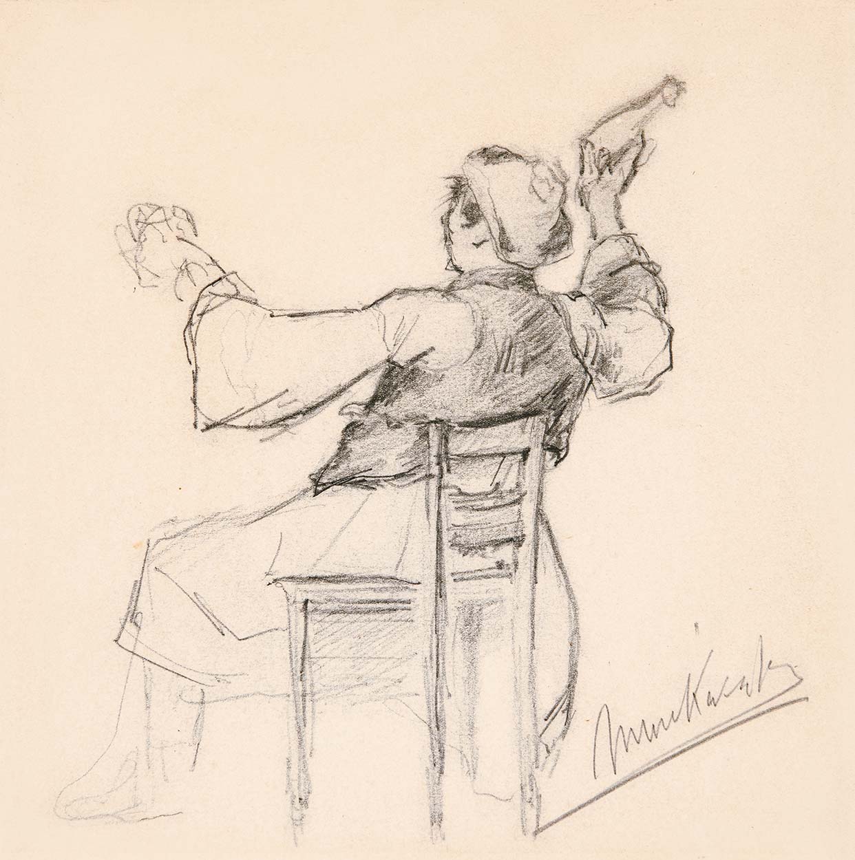 Munkácsy Mihály (1844-1900) Study for The Recruitment Painting
