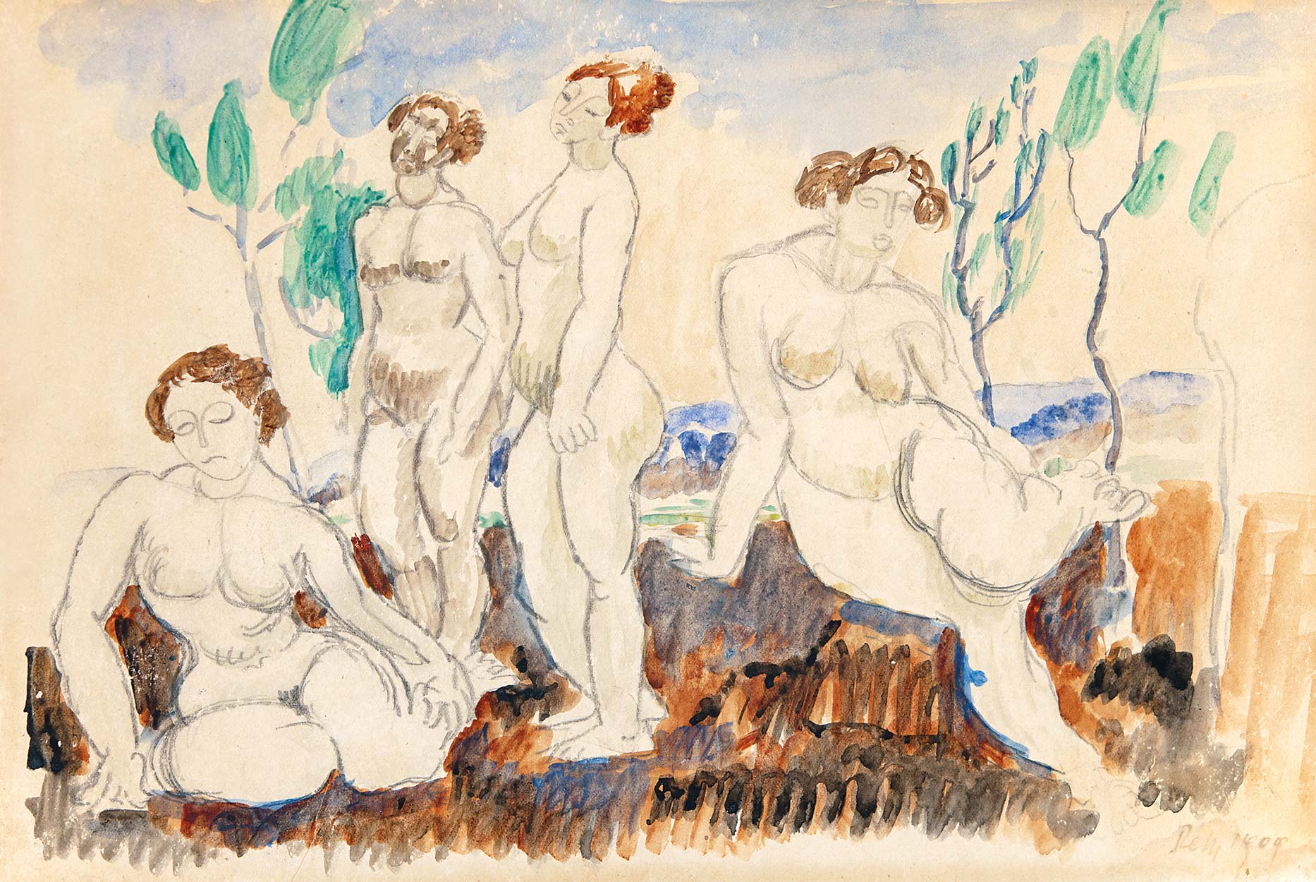 Réth Alfréd (1884-1966) Nudes in the Forest, 1909