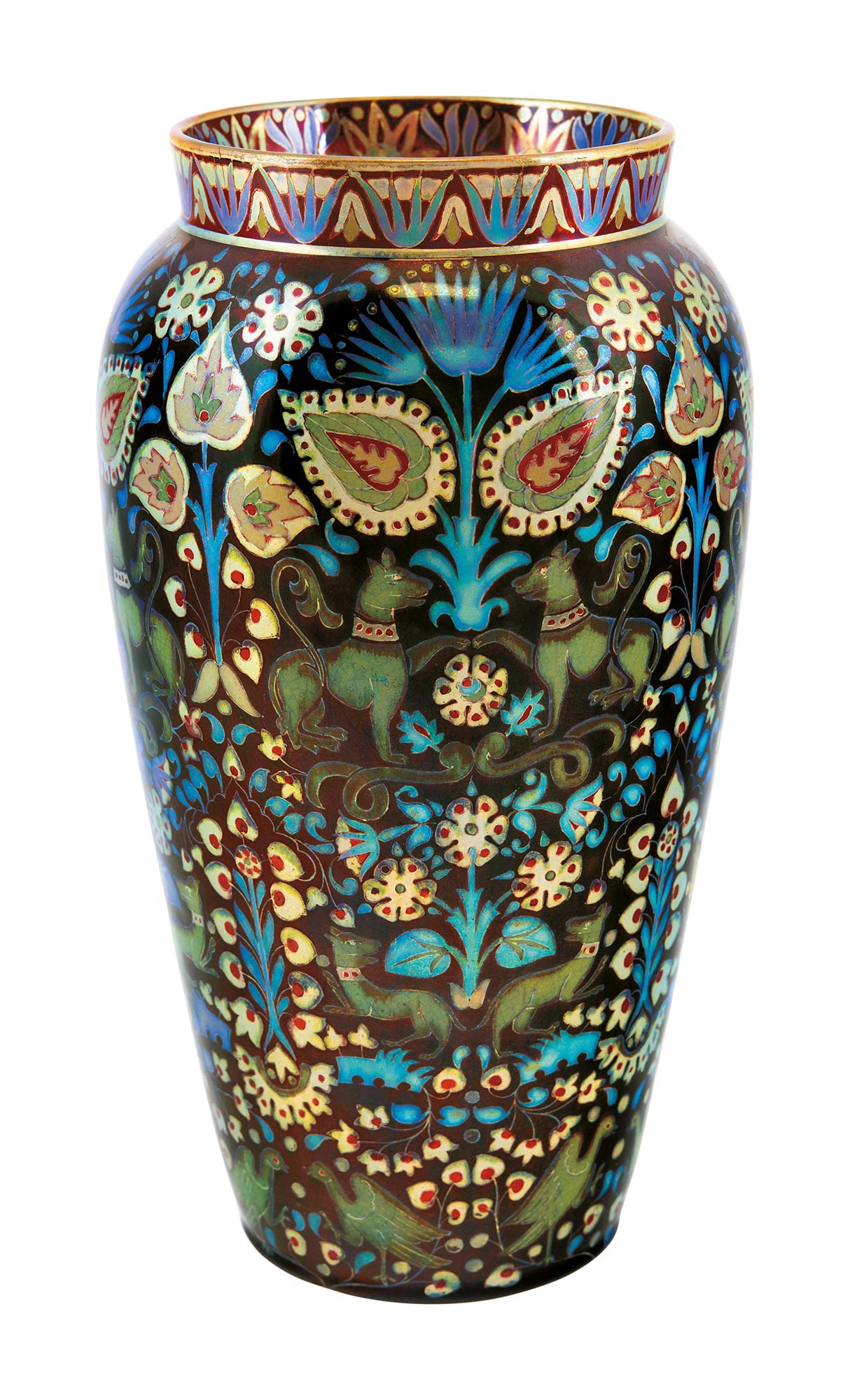 Zsolnay Vase with Millennium Ornaments, Zsolnay, around 1898
